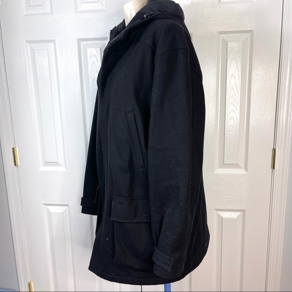 J.Crew Men’s WOOL car coat Black zip front Velcro closure heavy jacket XL WINTER - Picture 3 of 11